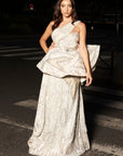 Ivory Glass Organza One-Shoulder Gown
