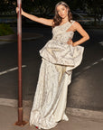 Ivory Glass Organza One-Shoulder Gown