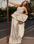 Ivory Glass Organza One-Shoulder Gown