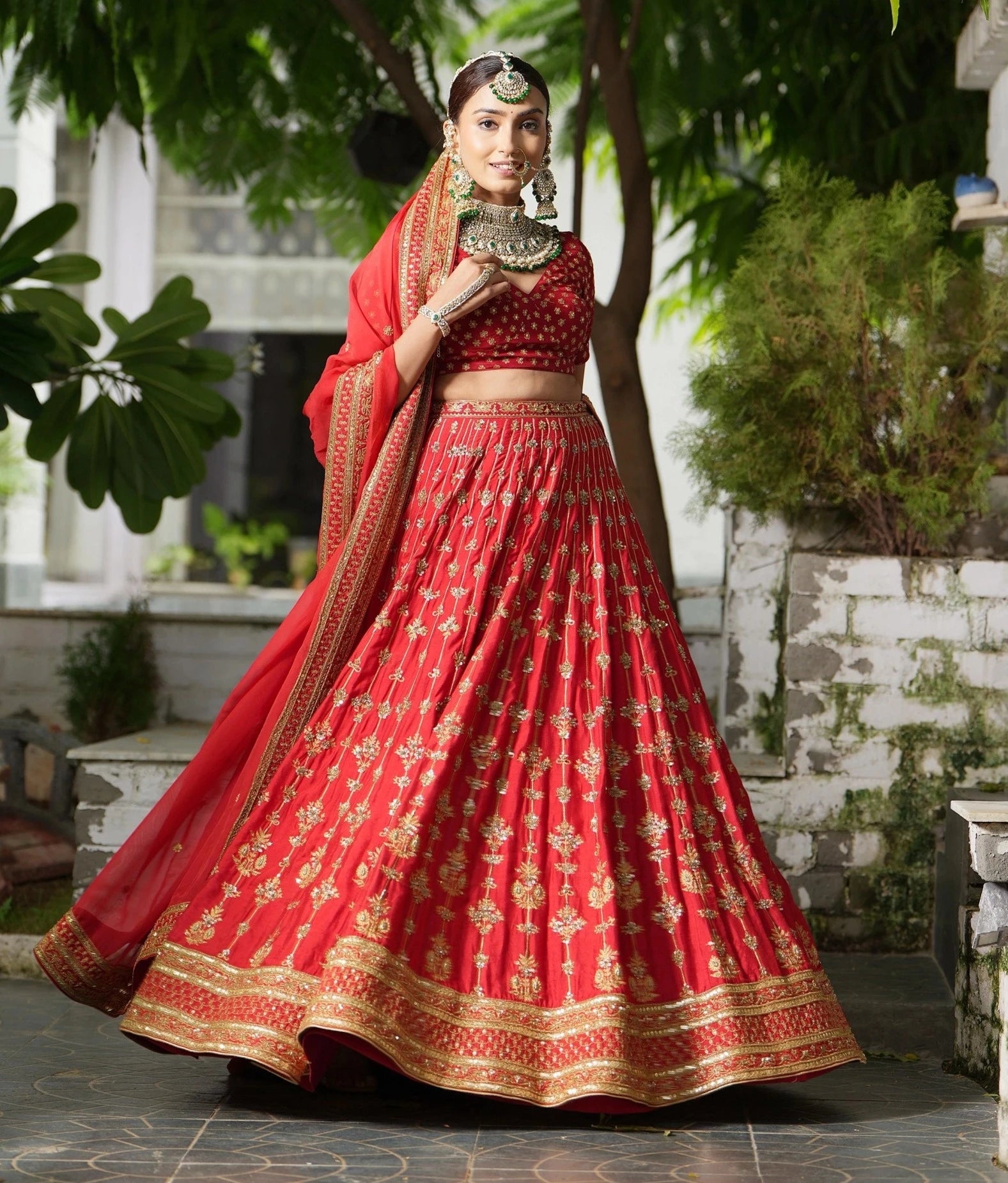 Red Bridal Lehenga Set - red lehenga Sydney