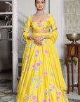 Empire Yellow Applique Lehenga Set - yellow lehenga Canada