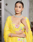 Empire Yellow Applique Lehenga Set - yellow lehenga Canada