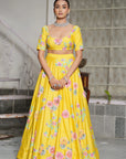 Empire Yellow Applique Lehenga Set - yellow lehenga Canada