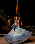 Blue Ombre Lehenga Set - embroidered lehenga