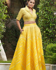 Empire Yellow Gotta Applique Lehenga Set - yellow lehenga Sydney