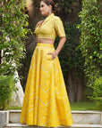 Empire Yellow Gotta Applique Lehenga Set - yellow lehenga Sydney