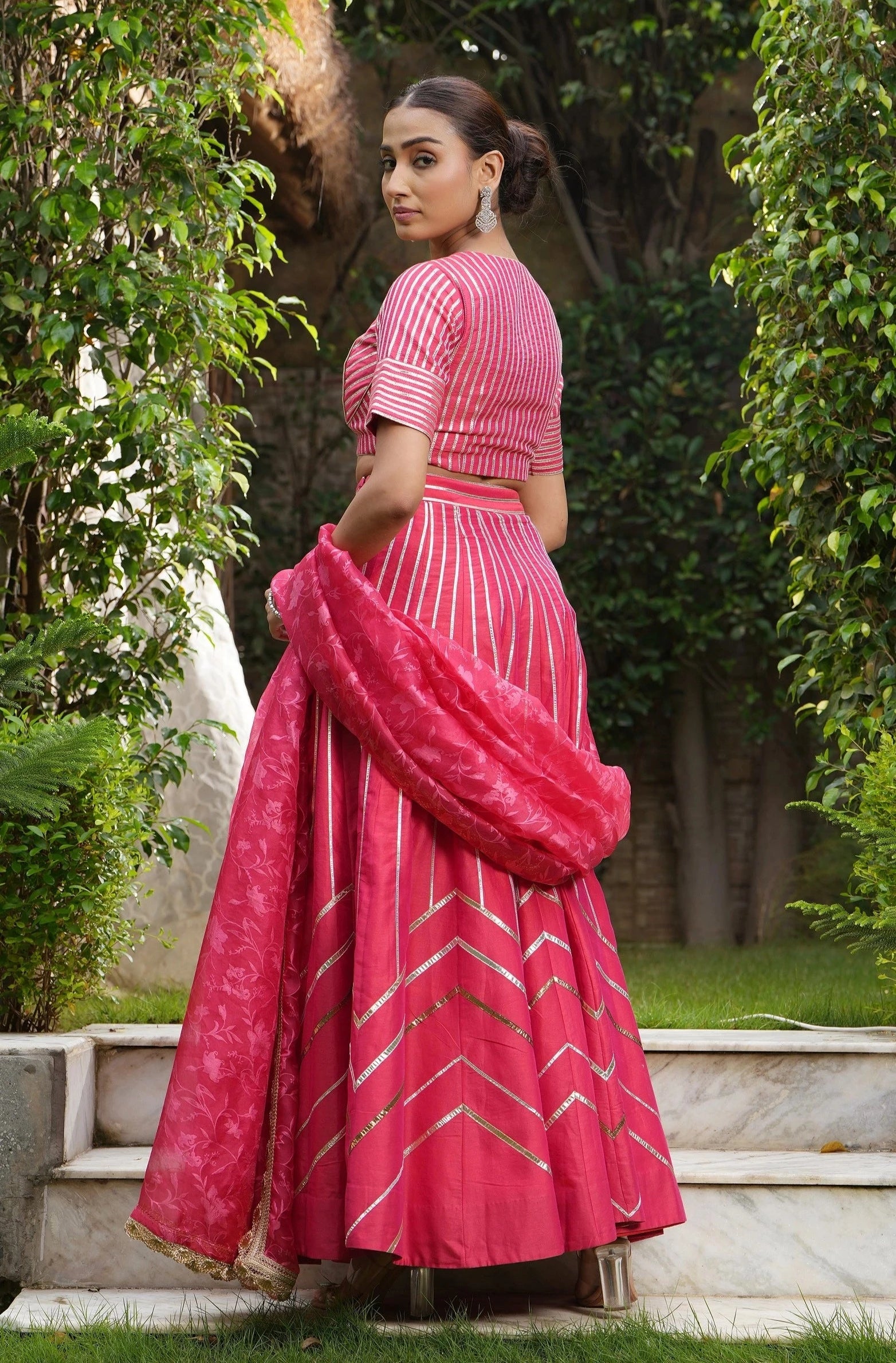 Red Gotta Applique Lehenga Set - red lehenga USA