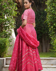 Red Gotta Applique Lehenga Set - red lehenga USA