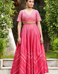 Red Gotta Applique Lehenga Set - red lehenga USA