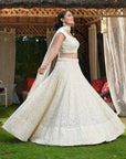 Ivory Embroidered Lehenga Set - ivory lehenga New Zealand