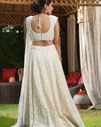 Ivory Embroidered Lehenga Set - ivory lehenga New Zealand
