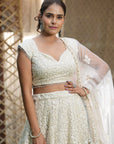 Ivory Embroidered Lehenga Set - ivory lehenga New Zealand