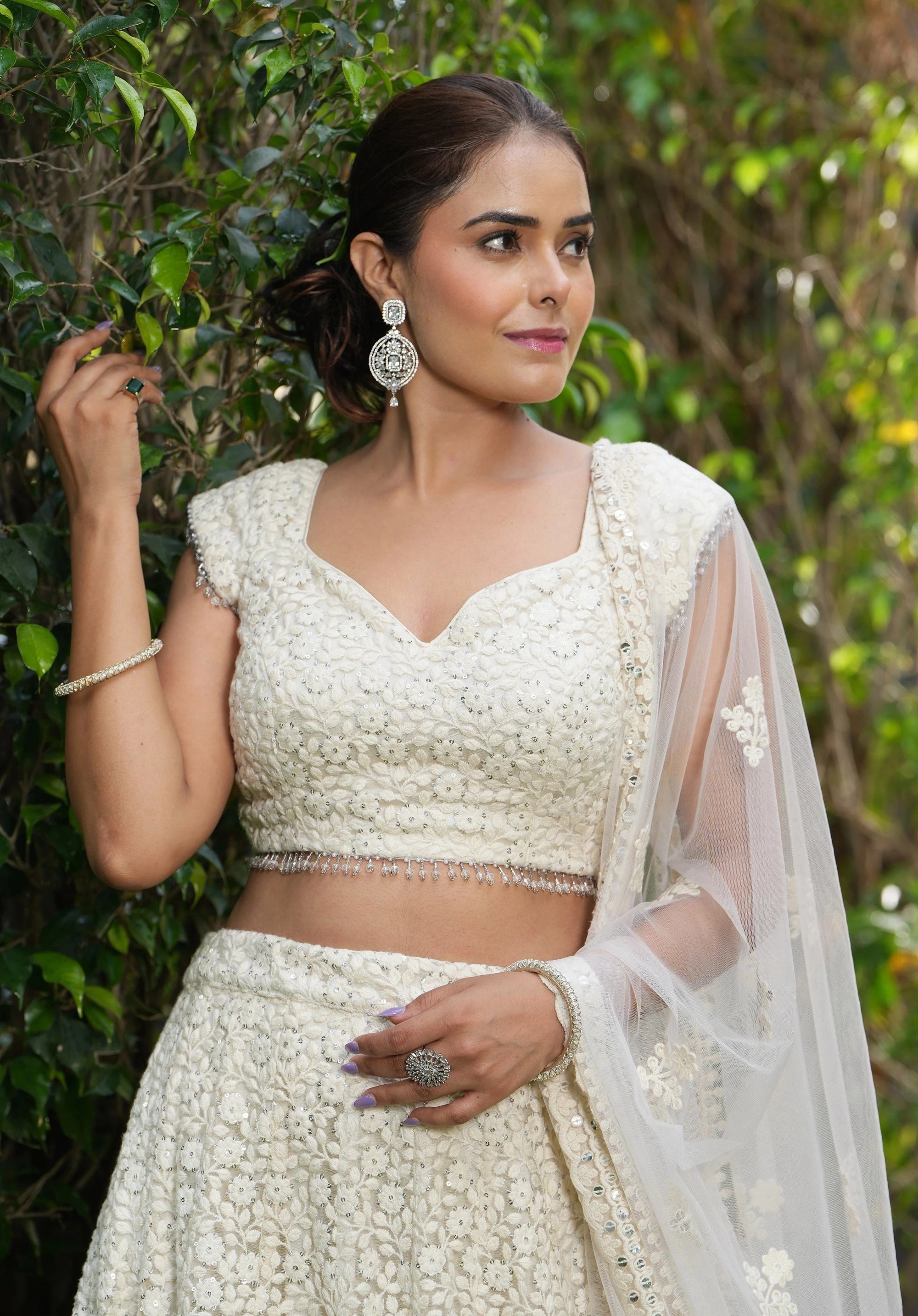 Ivory Embroidered Lehenga Set - ivory lehenga New Zealand