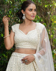Ivory Embroidered Lehenga Set - ivory lehenga New Zealand