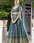 Teal Embroidered Lehenga Set - embroidered lehenga Australia