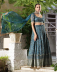 Teal Embroidered Lehenga Set - embroidered lehenga Australia