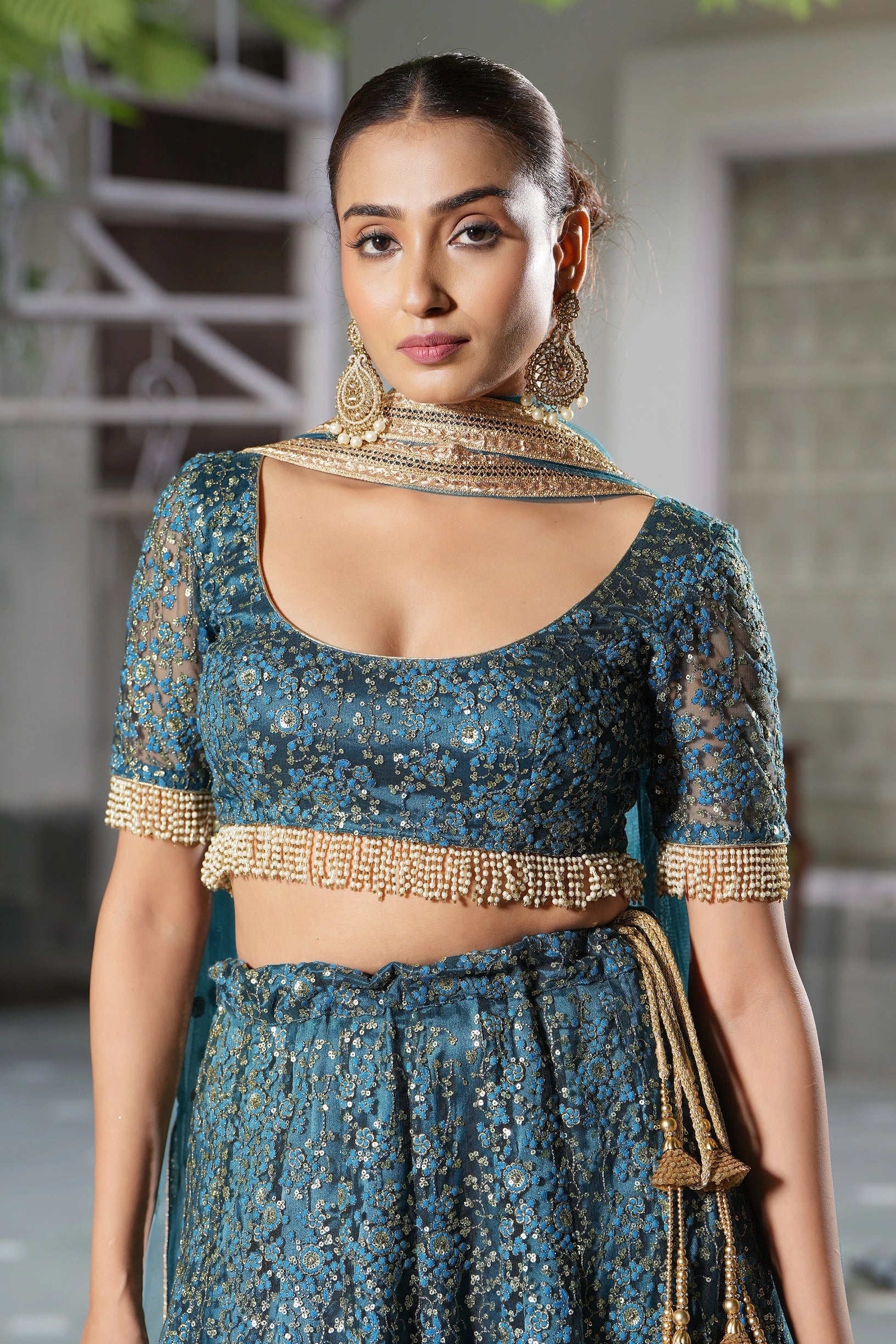 Teal Embroidered Lehenga Set - embroidered lehenga Australia