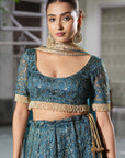 Teal Embroidered Lehenga Set - embroidered lehenga Australia