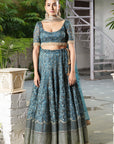 Teal Embroidered Lehenga Set - embroidered lehenga Australia