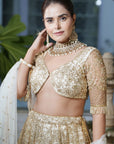 Champagne Embroidered Lehenga Set - embroidered lehenga Sydney