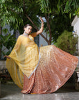 Ombre Yellow-Orange Sequins Lehenga Set - lehenga set Australia