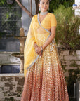 Ombre Yellow-Orange Sequins Lehenga Set - lehenga set Australia