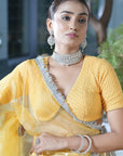 Ombre Yellow-Orange Sequins Lehenga Set - lehenga set Australia