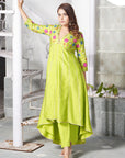 Love Bird Hi-Lo V Neck Embroidered Kurta Set - kurta set Canada