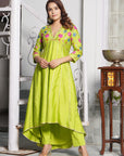 Love Bird Hi-Lo V Neck Embroidered Kurta Set - kurta set Canada