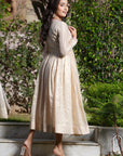 Shimmer Gold Layered Round Neck Dress - golden dress New Zealand