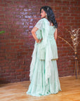 Mint Green Thread and Mirror Work Kurta and Sharara Set - mirror work dress Australia