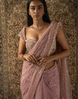 Dusty Rose Saree with Blouse and Petticoat - saris indian dress