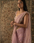 Dusty Rose Saree with Blouse and Petticoat - saris indian dress