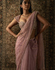 Dusty Rose Saree with Blouse and Petticoat - saris indian dress