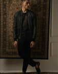Black Printed Jacket Set - mens indian outfits