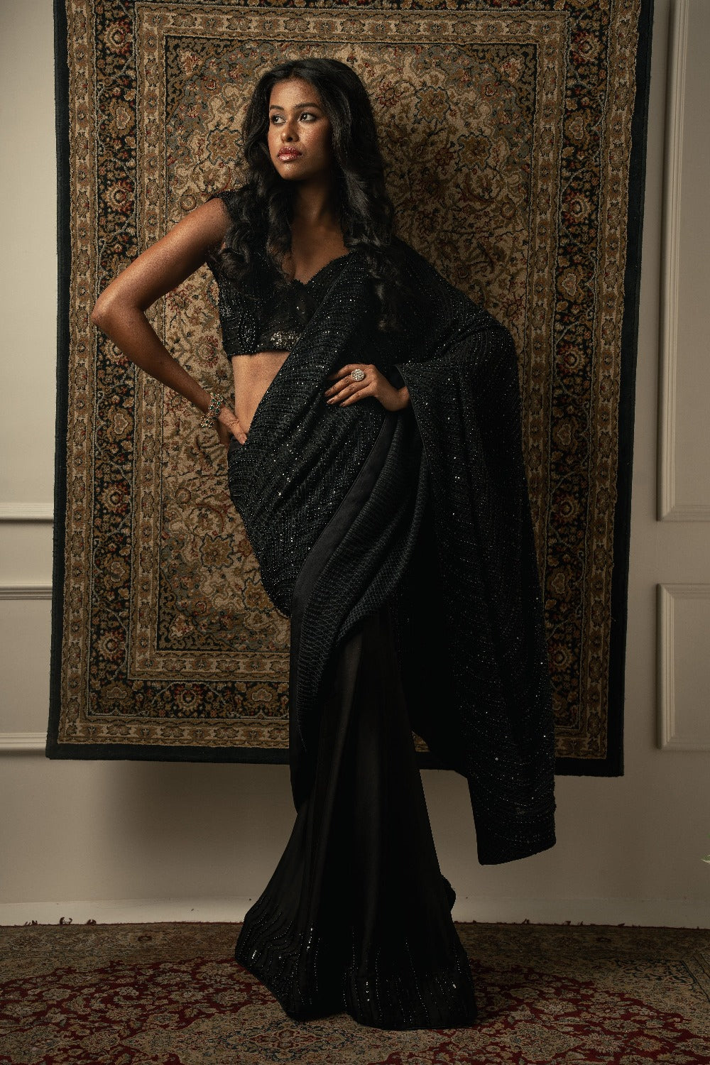 Black Iconic Saree - sari indian clothing