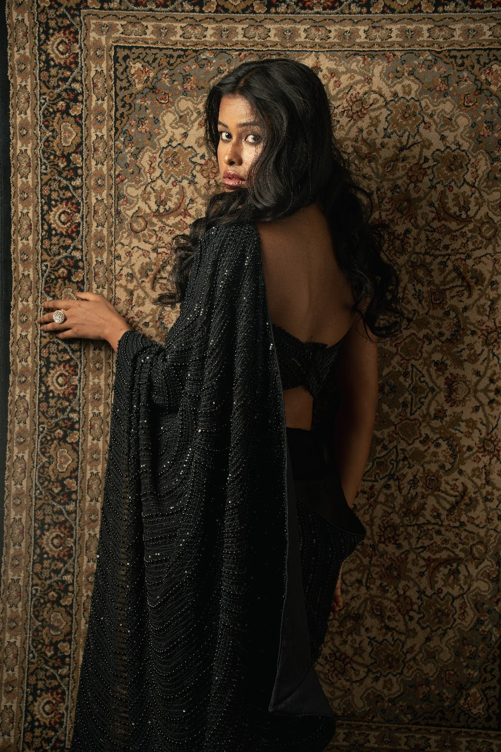 Black Iconic Saree - sari indian clothing