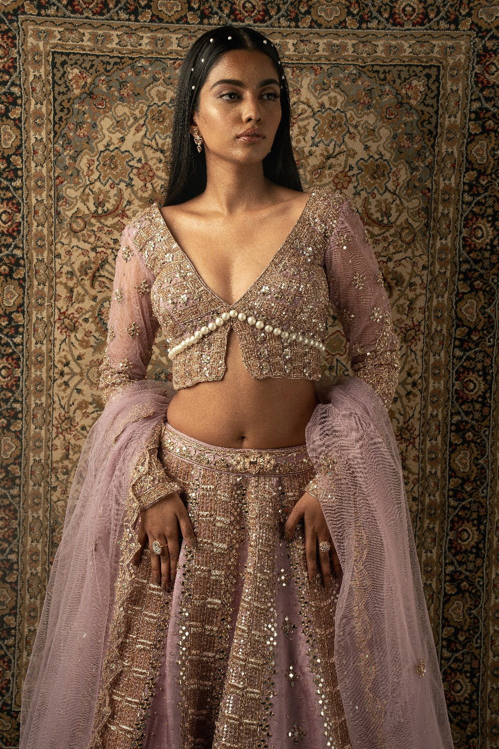 Lilac Lehenga with Blouse and Dupatta - lehenga lehenga choli