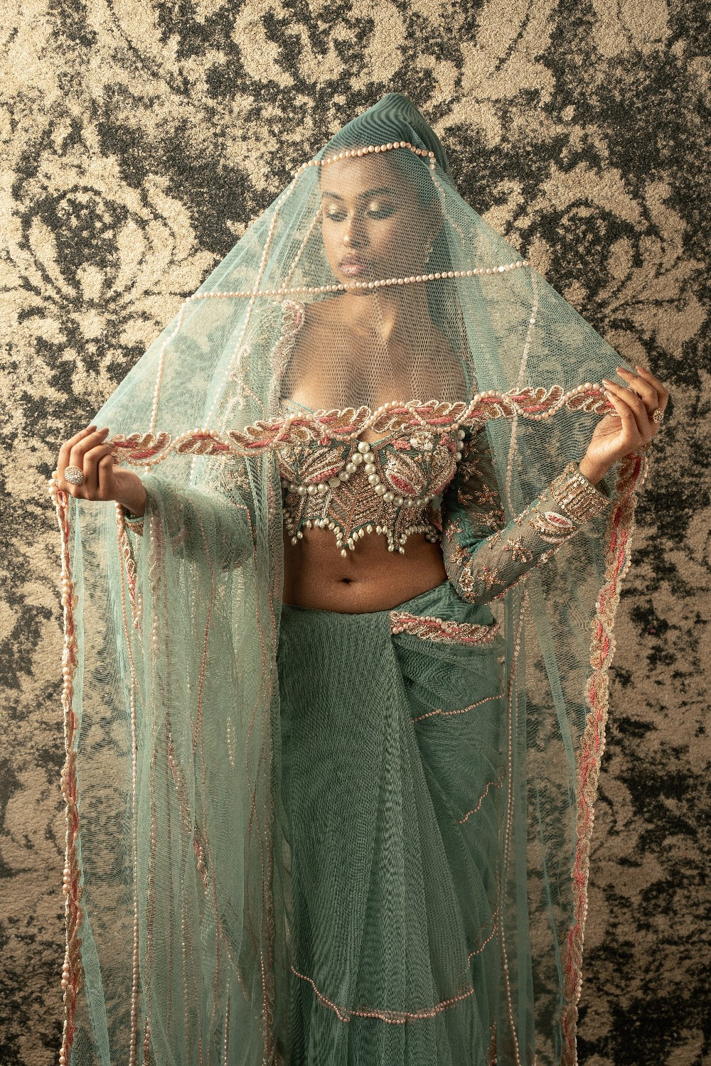 Dusky Turquoise Saree - indian saree outfits