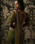 Olive Saree with Blouse and Petticoat - indian outfits saree