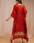 Rust Red Modal Satin Silk Kaftaan - red kaftan Australia