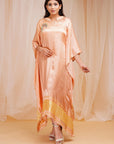 Sherbert Orange Peach Model Satin Silk Kaftaan - kaftan Canada