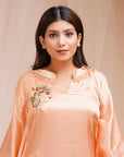 Sherbert Orange Peach Model Satin Silk Kaftaan - kaftan Canada