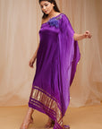One Shoulder Model Satin Silk Violet Kaftaan - purple kaftan New Zealand