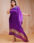 One Shoulder Model Satin Silk Violet Kaftaan - purple kaftan New Zealand