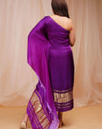 One Shoulder Model Satin Silk Violet Kaftaan - purple kaftan New Zealand
