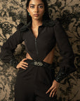 Black Suave Jumpsuit - indian fashion