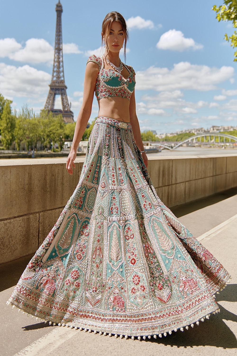 Turquoise Green Lehenga Set