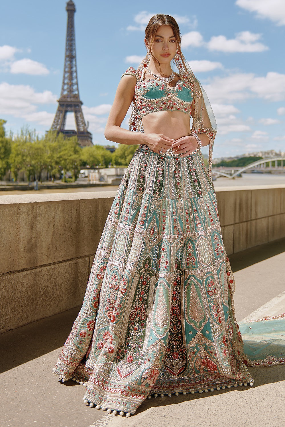 Turquoise Green Lehenga Set