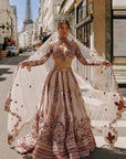 Marron and Ivory Lehenga Set